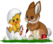 Easter Bunny  and Chicken Clipart Picture